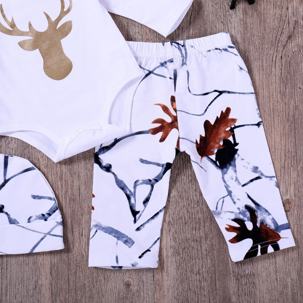 3PCS Baby Long Sleeve Cotton Deer Clothes Set