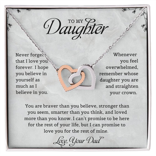 To My Daughter | Never Forget That I Love You - Interlocking Hearts necklace